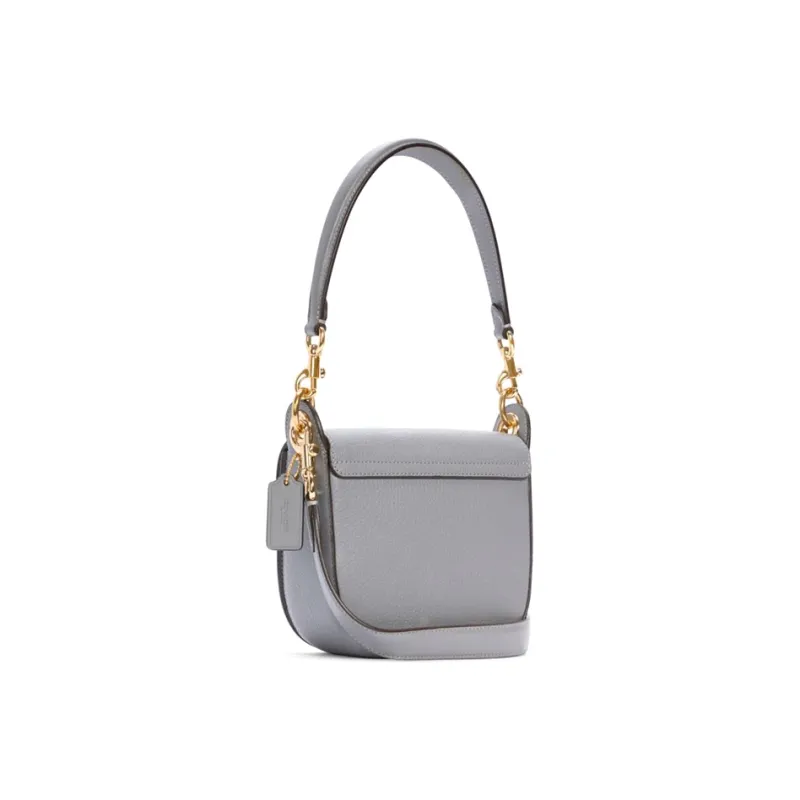 COACH Kleo Leather Saddle Bag Portable Crossbody Bag Shoulder Bag Small Size Women's Blue Gray-1