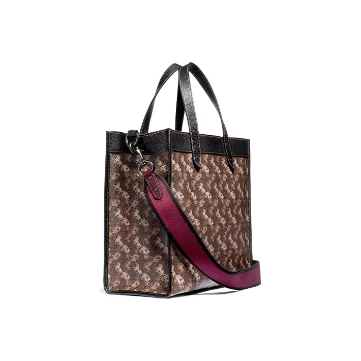 COACH Field Tote Bag Shopping Bag Handbag Shoulder Bag Large Size Women's Brown/Black With Pink-1