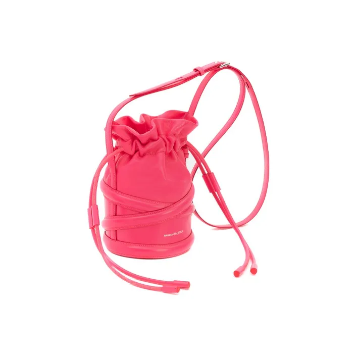 Alexander McQueen Cow Leather Crossbody Bags Shoulder Bags Women's Neon Pink-3