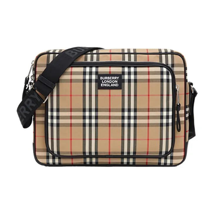 Burberry Vintage Cotton Messenger Bag Crossbody Bag Shoulder Bag Men's Beige-0