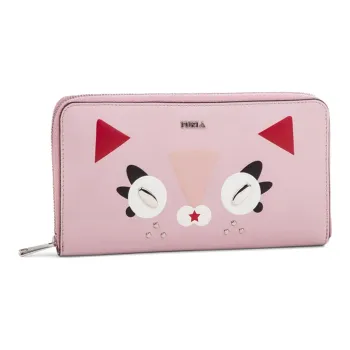 Furla Ginger Leather Wallet Money Clip Clutch Large Size Women's Pink