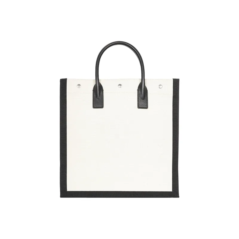 SAINT LAURENT Rive Gauche Canvas With Leather Tote Bag, Shopping Bag, Handbag Men's White-1