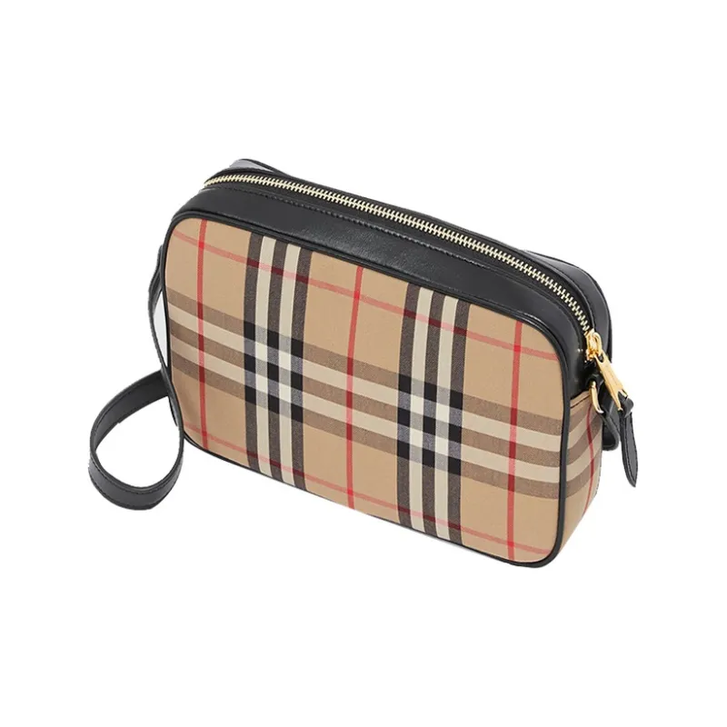 Burberry Vintage Leather With Fabric Camera Bag, Shoulder Bag, Crossbody Bag Trumpets Women's Archive Beige-2