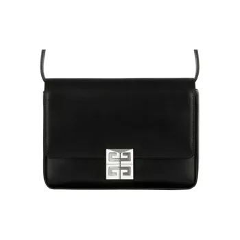 GIVENCHY Cow Leather Shoulder Bag Crossbody Bag Medium Size Women's Black