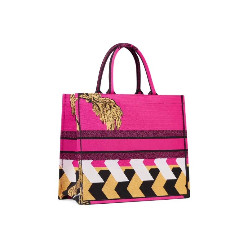 DIOR BookTote Zoom Pop Ju Print Embroidery Tote Bag Shopping Bag Handbag Women's Pink-2