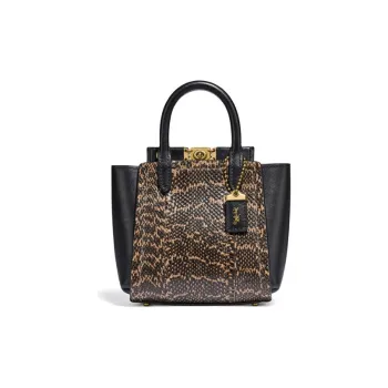COACH Troupe Snake Skin Multicolor Leather Handbag Women's Black