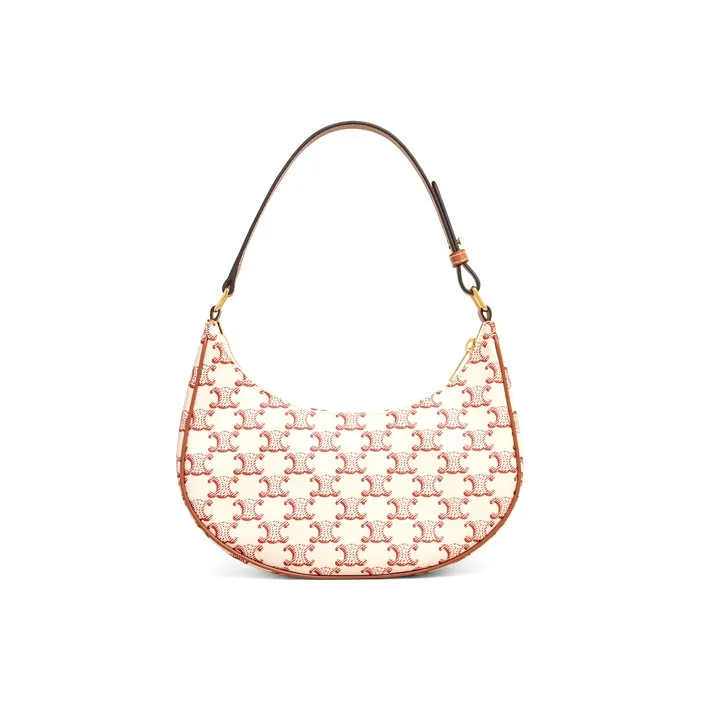 CELINE AVA Leather Shoulder Bag Women's Pink-2