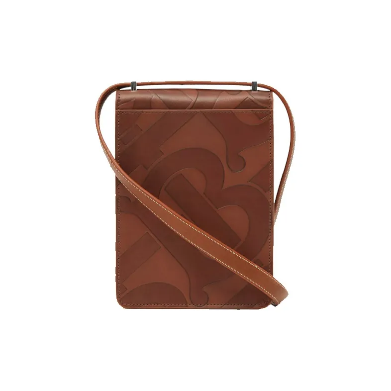 Burberry Robin Leather Shoulder Bag Crossbody Bag Cell Phone Pouch Women's Brown-2