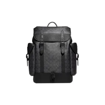 COACH Hitch Coated Canvas Backpack Large Size Men's Black Gray Color