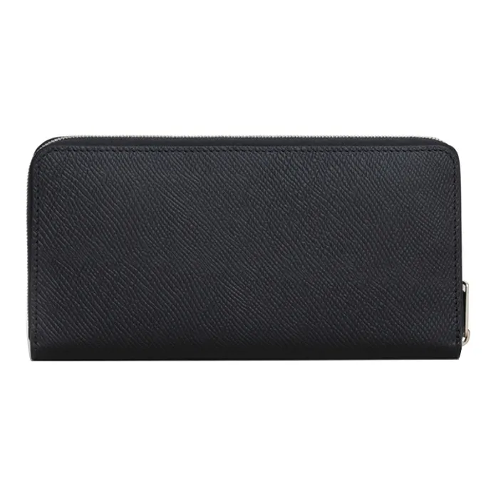 CELINE Cow Leather Wallet Large Size Men's Black-2