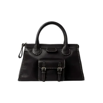 Chloe Edith Buffalo Leather Shoulder Bag, Crossbody Bag, Handbag Medium Size Women's Black