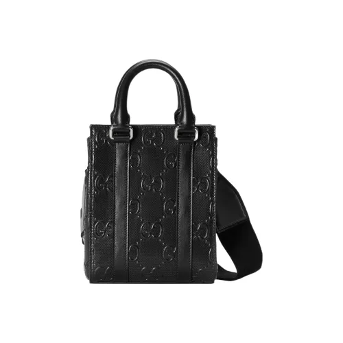 GUCCI Leather Tote Bag Shopping Bag Shoulder Bag Handbag Mini Men's Black