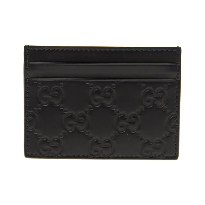 GUCCI Leather Card Holder Card Holder Women's Black-3