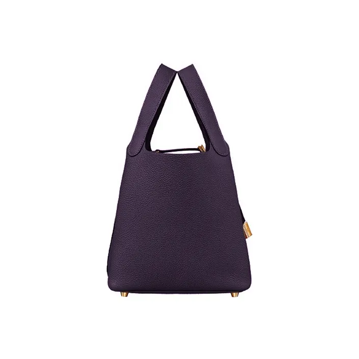 HERMES Maurice Bullock Leather Basket Bag, Bucket Bag, Handbag 18 Women's N5 Cassis Black Currant Color-1