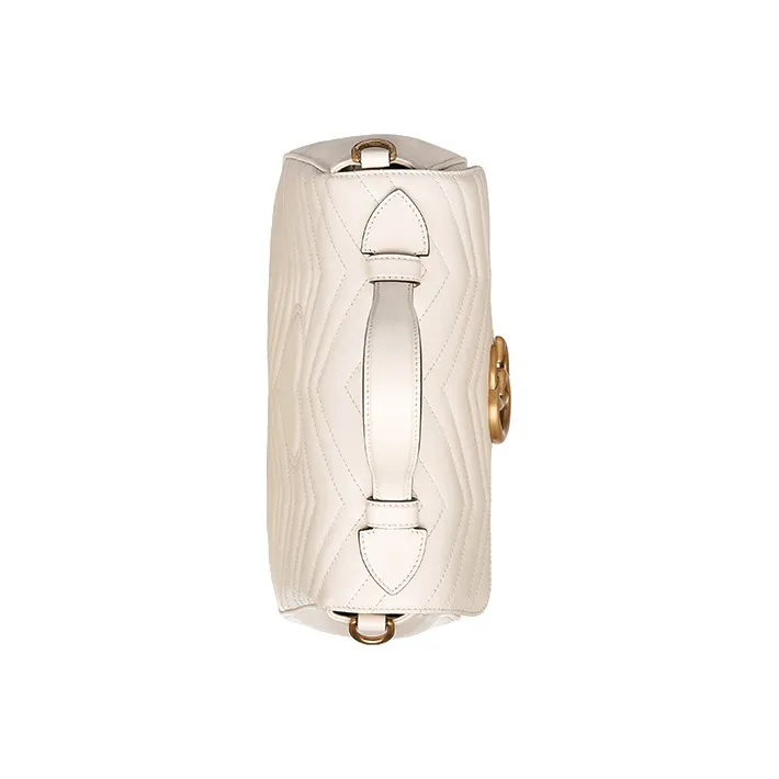 GUCCI Marmont Leather Shoulder Bag Crossbody Bag Handbag Small Size Women's White-5
