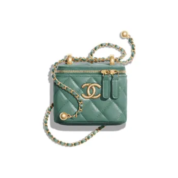 CHANEL Calfskin Box Bag, Flap Bag, Coin Purse, Shoulder Bag, Crossbody Bag Trumpets Women's Green