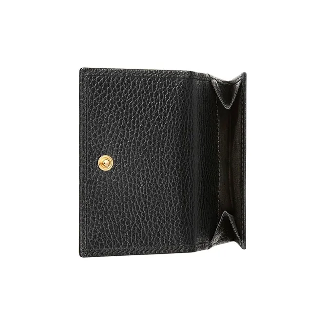 GUCCI Leather Cropped Foldable Wallet Women's Black-4