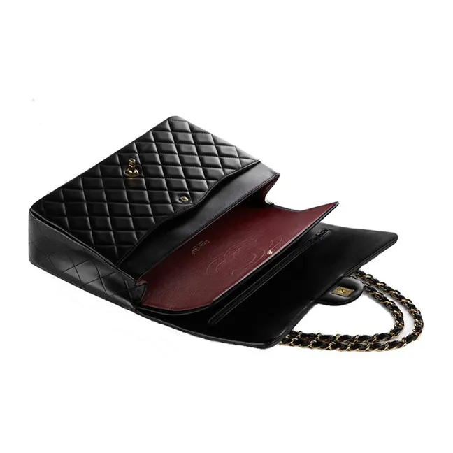 CHANEL Lambskin Flap Bag, Crossbody Bag, Shoulder Bag Extra Large Unisex Black-4