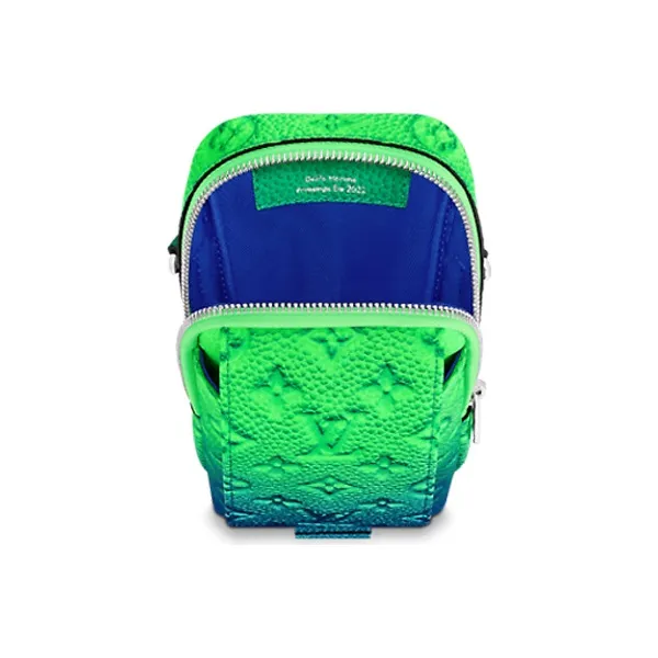 LOUIS VUITTON Double Phone Pouch Taurillon Illusion Blue/Green-3