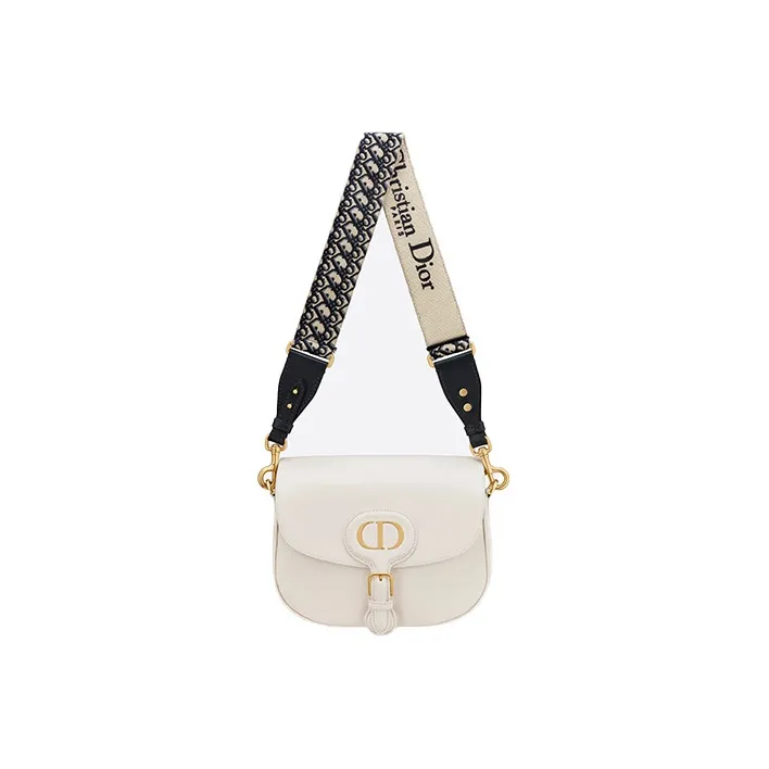 DIOR Bobby Polished Calfskin Shoulder Bag Crossbody Bag Large Size Women's Milk White-2