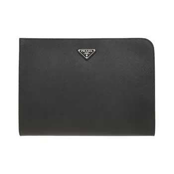 PRADA Cow Leather Clutch Regular Men's Black