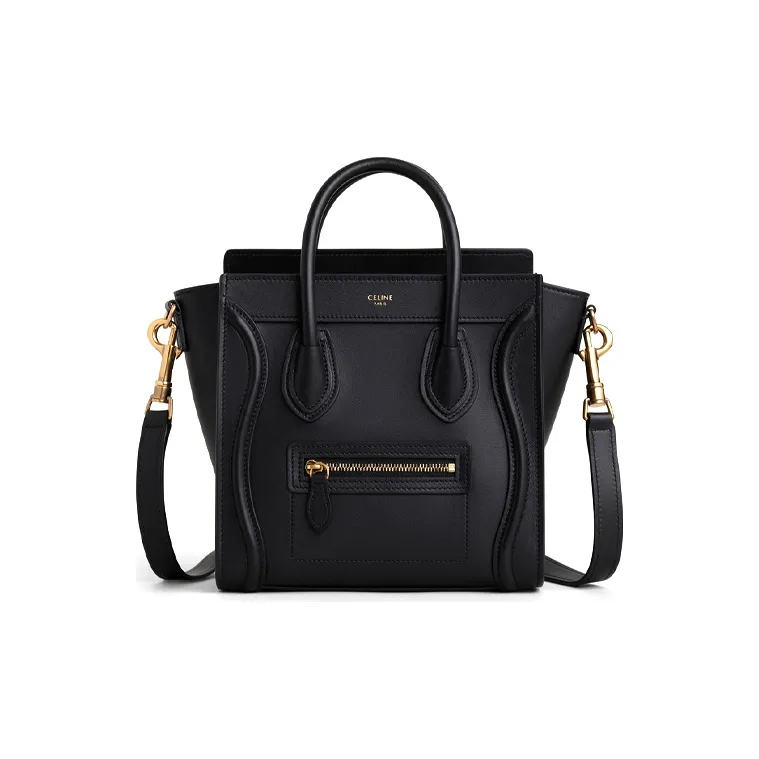 CELINE Cow Leather Smile Bag Portable Crossbody Bag Shoulder Bag Women's Black-0
