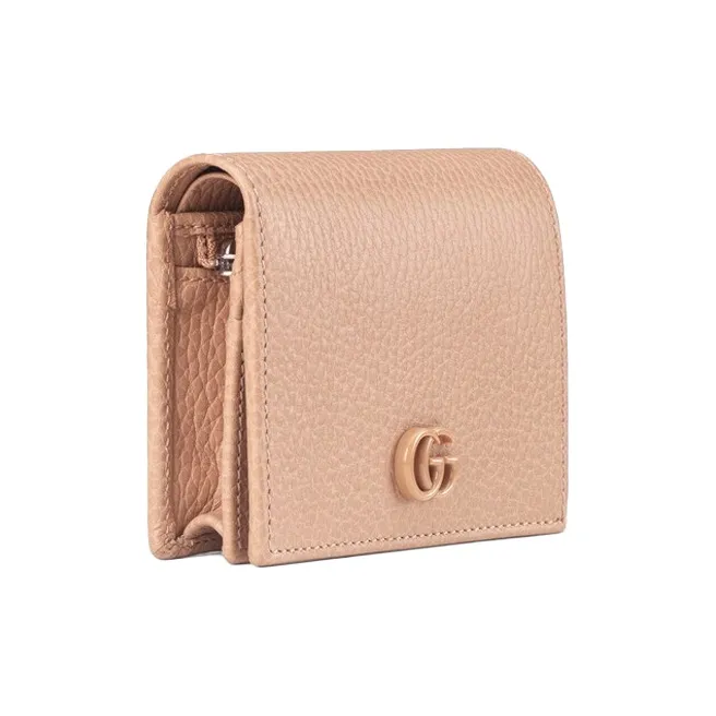 GUCCI Marmont Leather Wallets Card Holders Women's Rose Beige/Milk Tea-3
