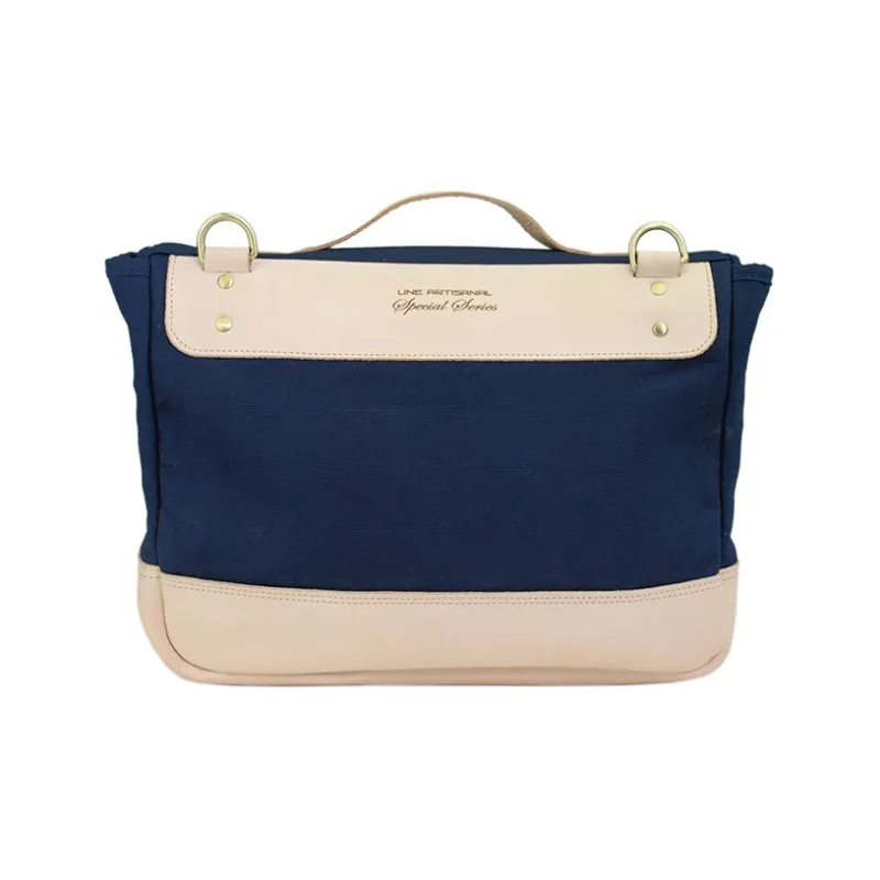 LINE ARTISANAL Canvas Satchel Bag, Messenger Bag, One Shoulder Handbag Unisex Blue-1