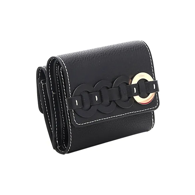 Chloe Chloé Bags Grain Bright Calfskin Wallet Women's Black-1