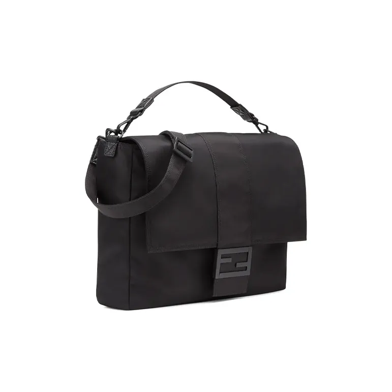 FENDI Baguette Cow Leather Baguette Bag, Messenger Bag, Handbag, Shoulder Bag, Crossbody Bag Tubas Men's Black-1