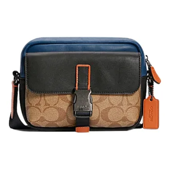 COACH Track Multicolor Monogram Canvas With Calfskin Shoulder Bag Crossbody Bag Mini Men's Blue Black Brown