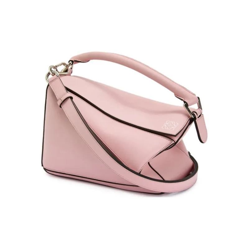 LOEWE Puzzle Cow Leather Shoulder Bag Crossbody Bag Handbags Small Size Women's Pink-3