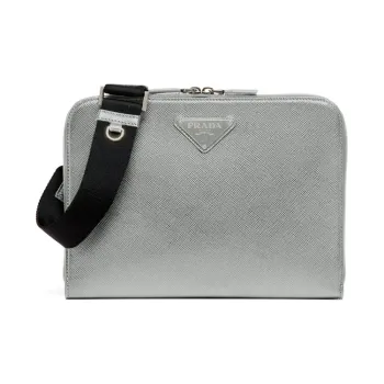 PRADA Saffiano Leather Shoulder Bag Crossbody Bag Men's Marble Gray