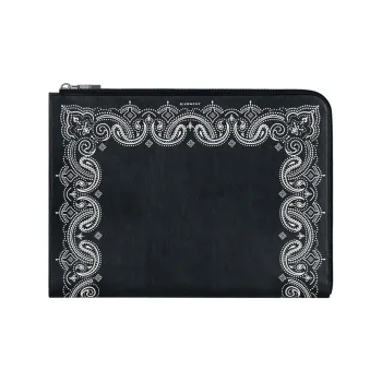 GIVENCHY Smooth Cow Leather Clutch Large Size Men's Black