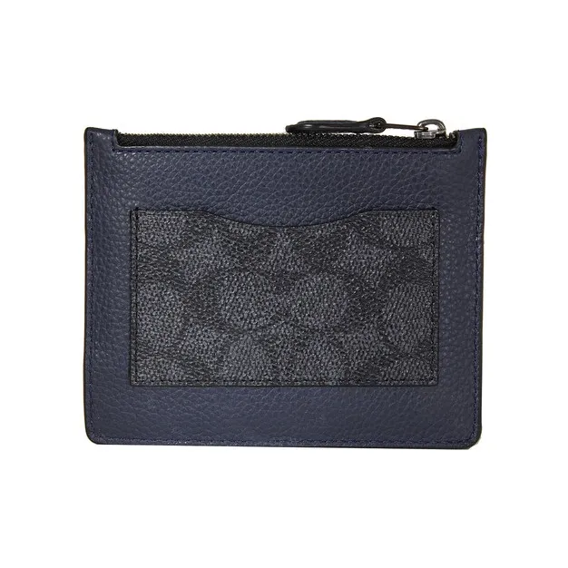 COACH Canvas With Leather Card Holder Tubas Women's Blue-0