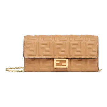 FENDI Baguette Nappa Leather Baguette Bag Shoulder Bag Crossbody Bag Regular Women's Beige