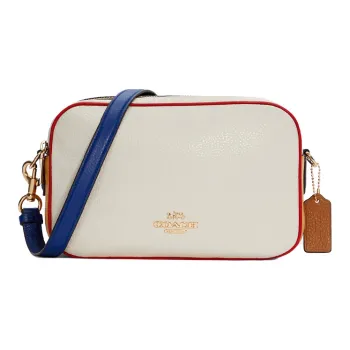 COACH Jes Pebbled Leather Camera Bag Shoulder Bag Crossbody Bag Medium Size Women's Chalk White