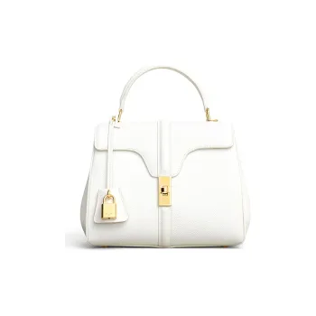 CELINE 16 Cow Leather Handbag Small Size Women's White