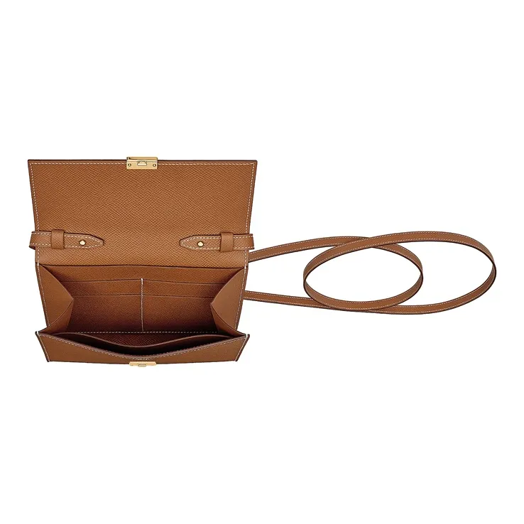 HERMES Clic Epsom Leather Crossbody Bag, Shoulder Bag Women's Gold Brown-1