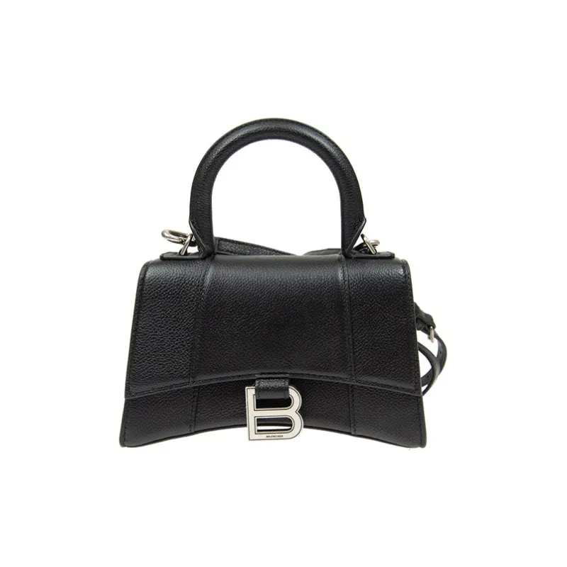 Balenciaga Grained Hourglass Top Handle Xs Black-0