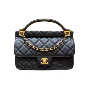 CHANEL Lambskin Flap Bag Hanger, Shoulder Bag, Crossbody Bag Trumpets Women's Black