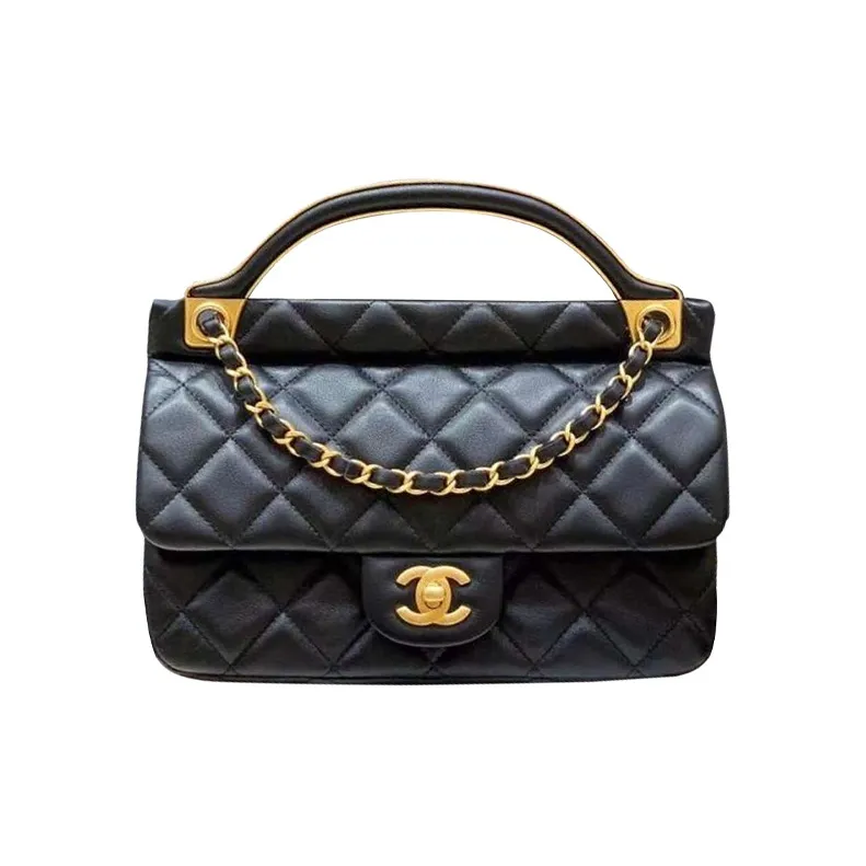 CHANEL Lambskin Flap Bag Hanger, Shoulder Bag, Crossbody Bag Trumpets Women's Black-0