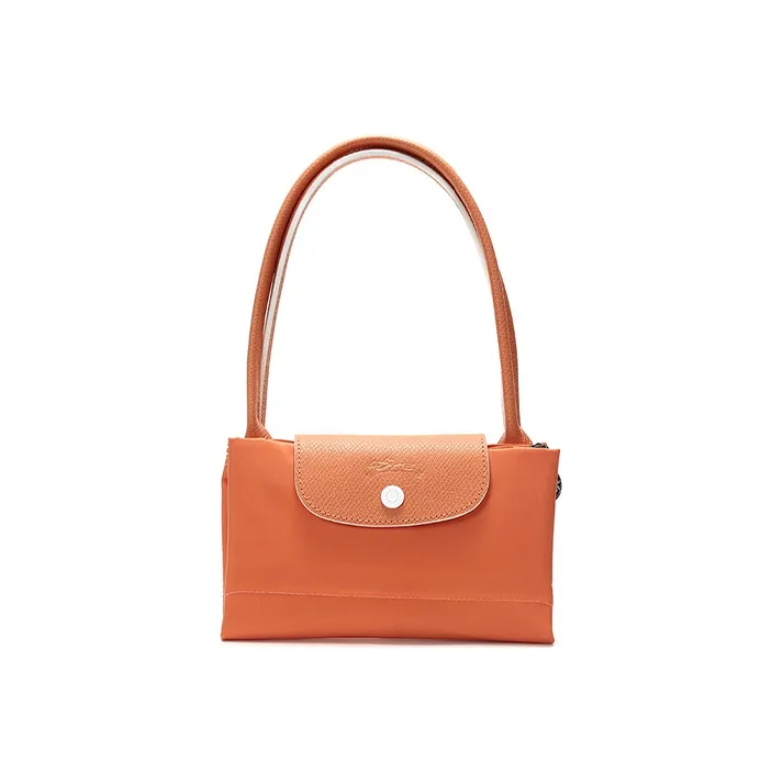 LONGCHAMP Le Pliage Club Canvas Fabric With Cow Leather Shoulder Bag, Dumpling Bag, Handbag Trumpets Women's Orange-6