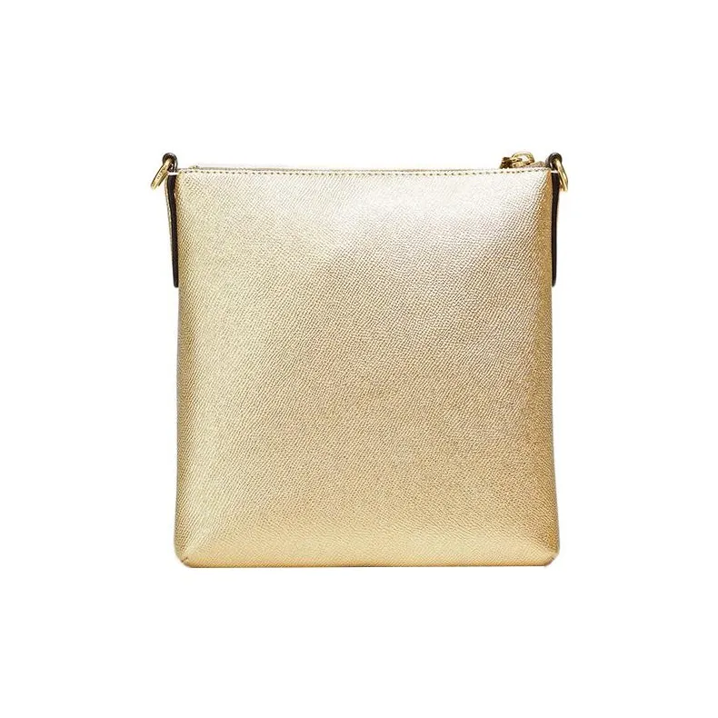 COACH Kitt Leather Messenger Bag, Shoulder Bag Trumpets Women's Champagne Gold-1