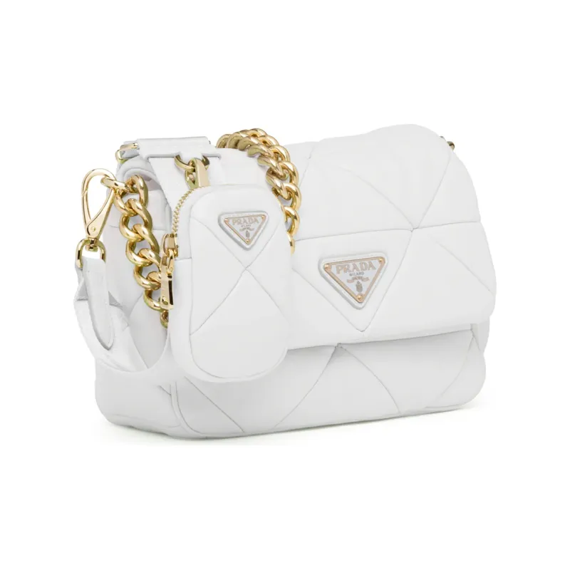 PRADA Soft Sheepskin Leather Handbags Shoulder Bags Women's White-1