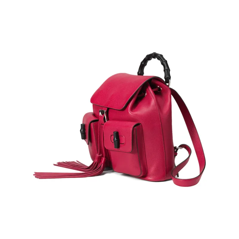 GUCCI Leather Portable Backpack Women's Fuchsia-2