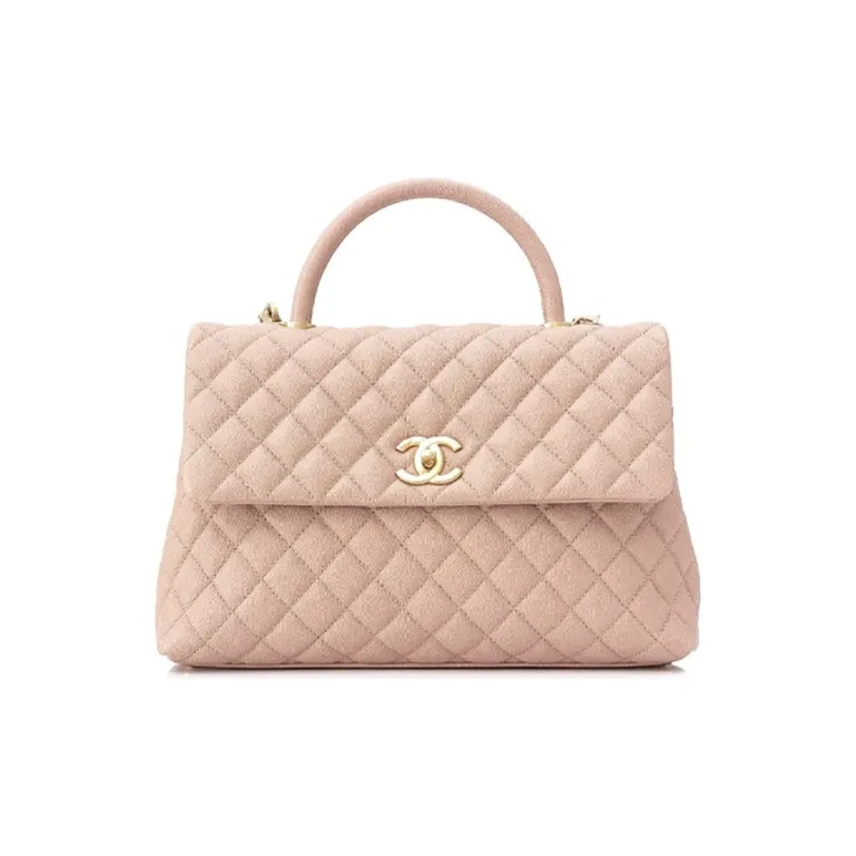 CHANEL Coco Handle Grain Embossed Cow Leather Shoulder Bag, Crossbody Bag, Handbag Women's Nude-0