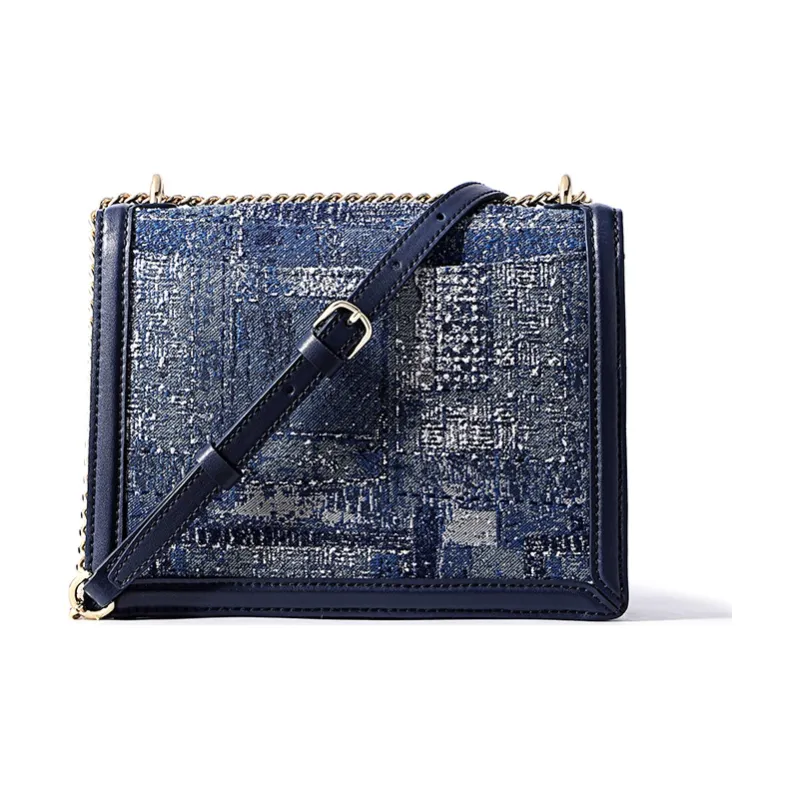 FION Fabric Small Square Bag Shoulder Bag Women's Blue/Dark Blue-2