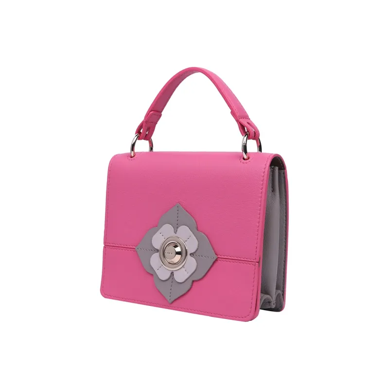 Furla Delizia Leather Small Square Bag, Crossbody Bag Mini Women's Pink-1