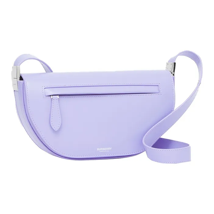 Burberry Olympia Smooth Leather Shoulder Bag Crescent Bag Portable Crossbody Bag Shoulder Bag Women's Soft Violet-4